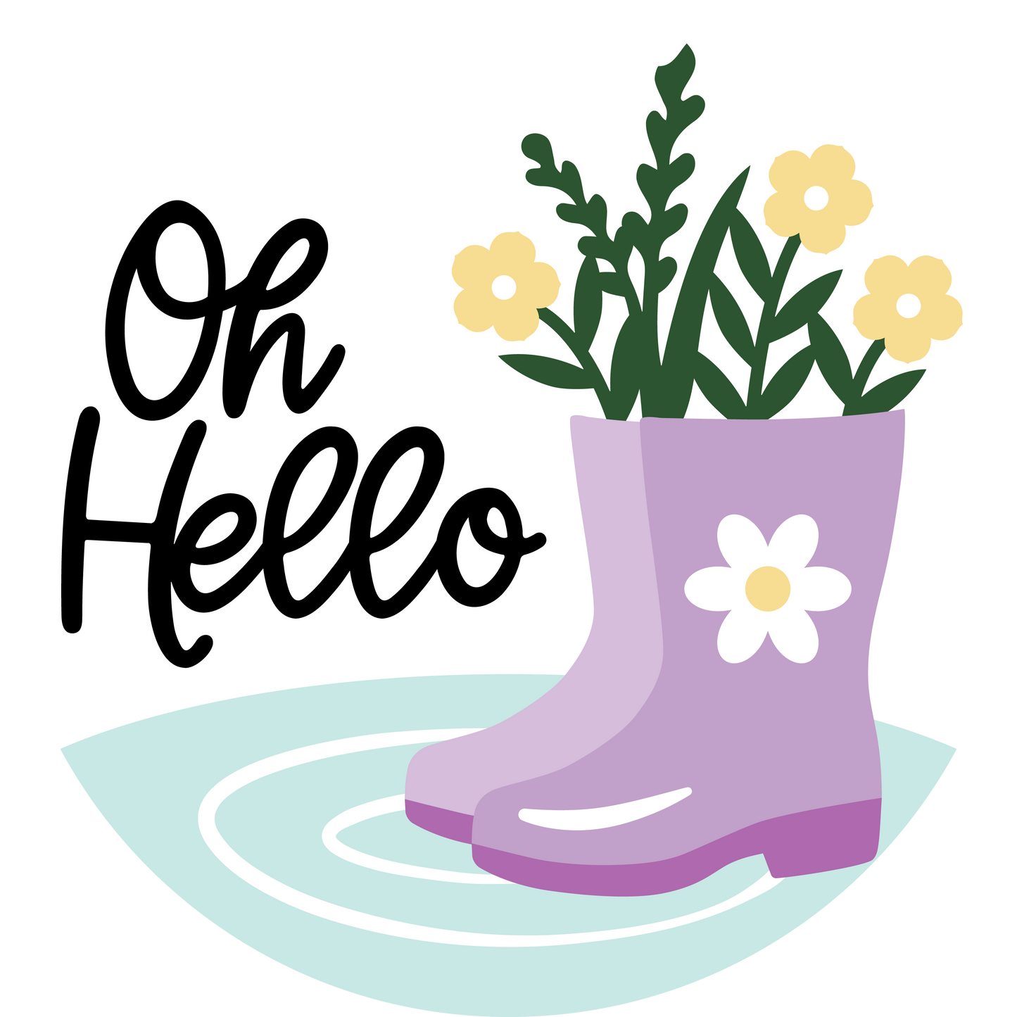 HELLO SPRING RAIN BOOTS 3D DOOR HANGER DESIGN 2472