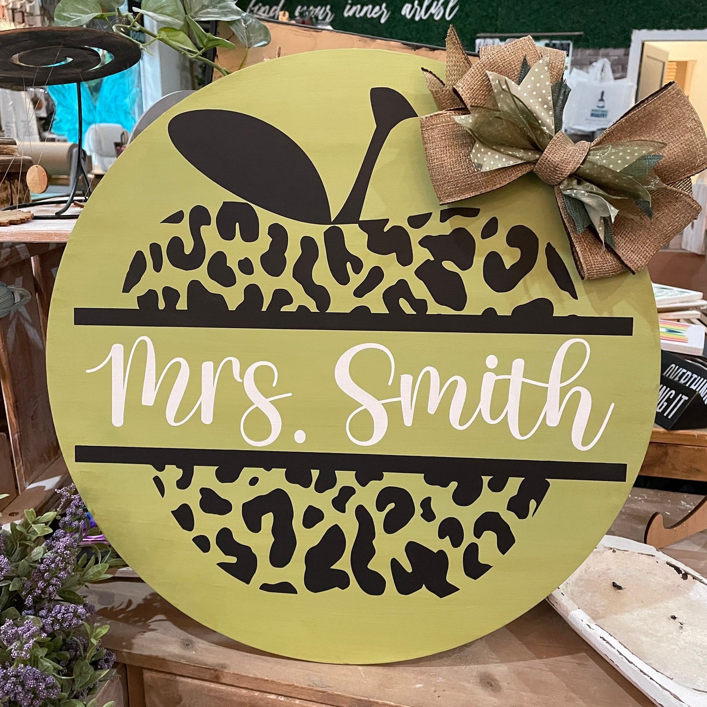Personalized Teacher Cheetah Door Hanger