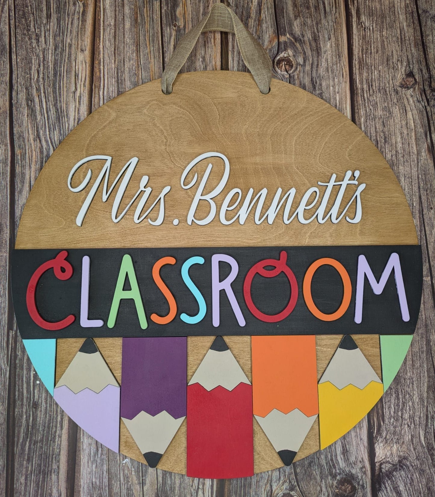 Personalized Teacher Colored Pencils Door Hanger