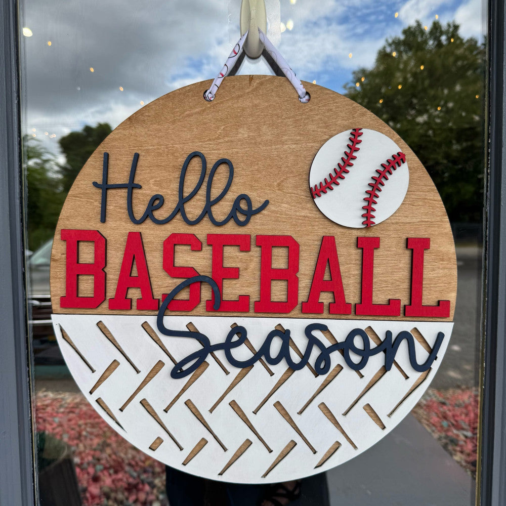 Hello Baseball Season Door Hanger