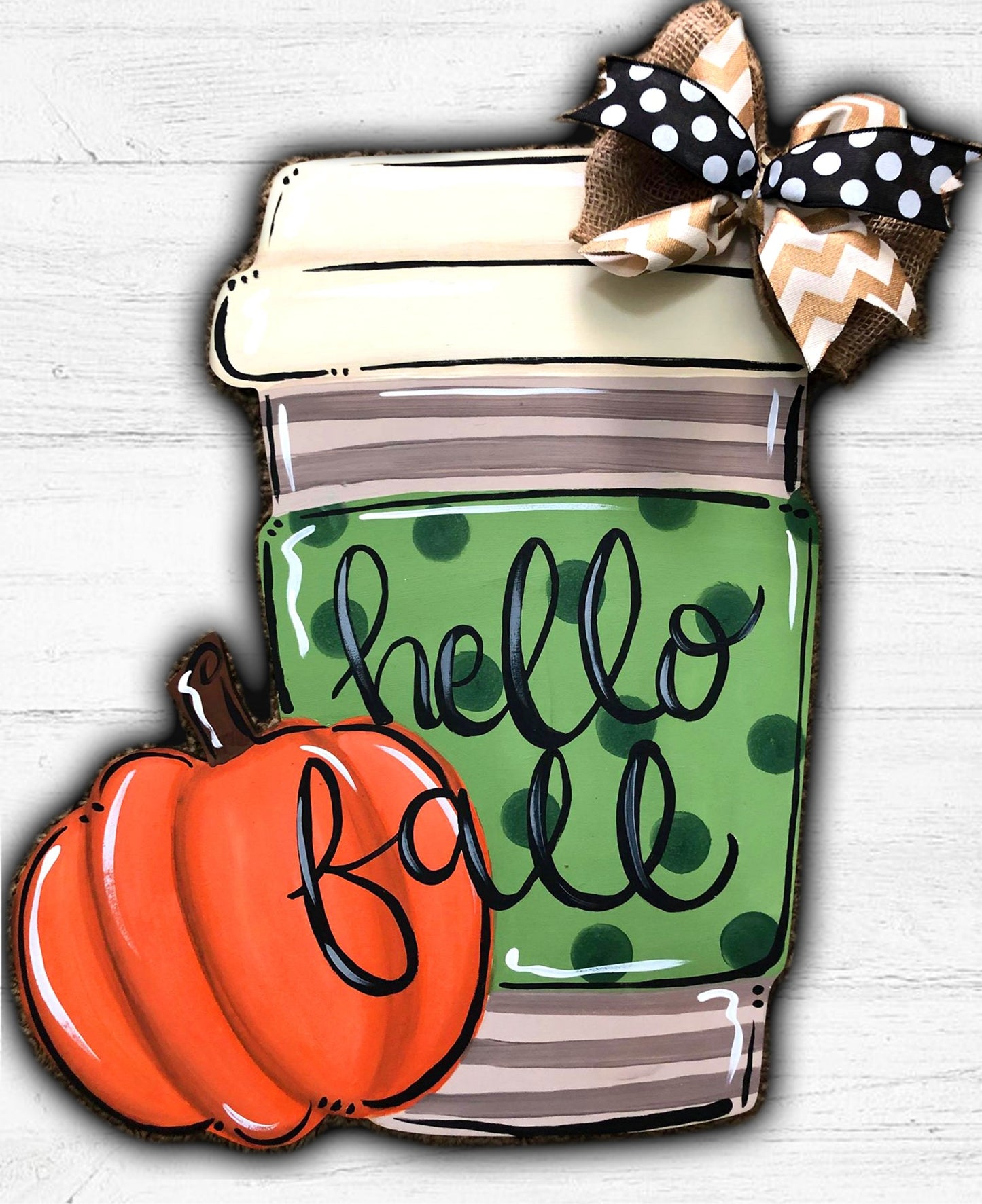 Hello Fall Latte Door Hanger