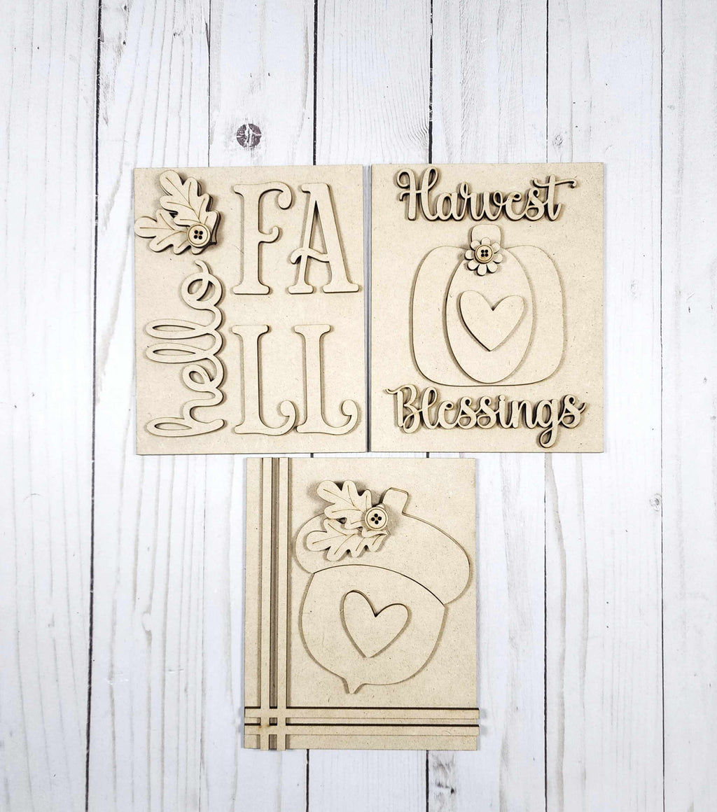 Harvest Blessings 3D Laser Cut Sign Trio