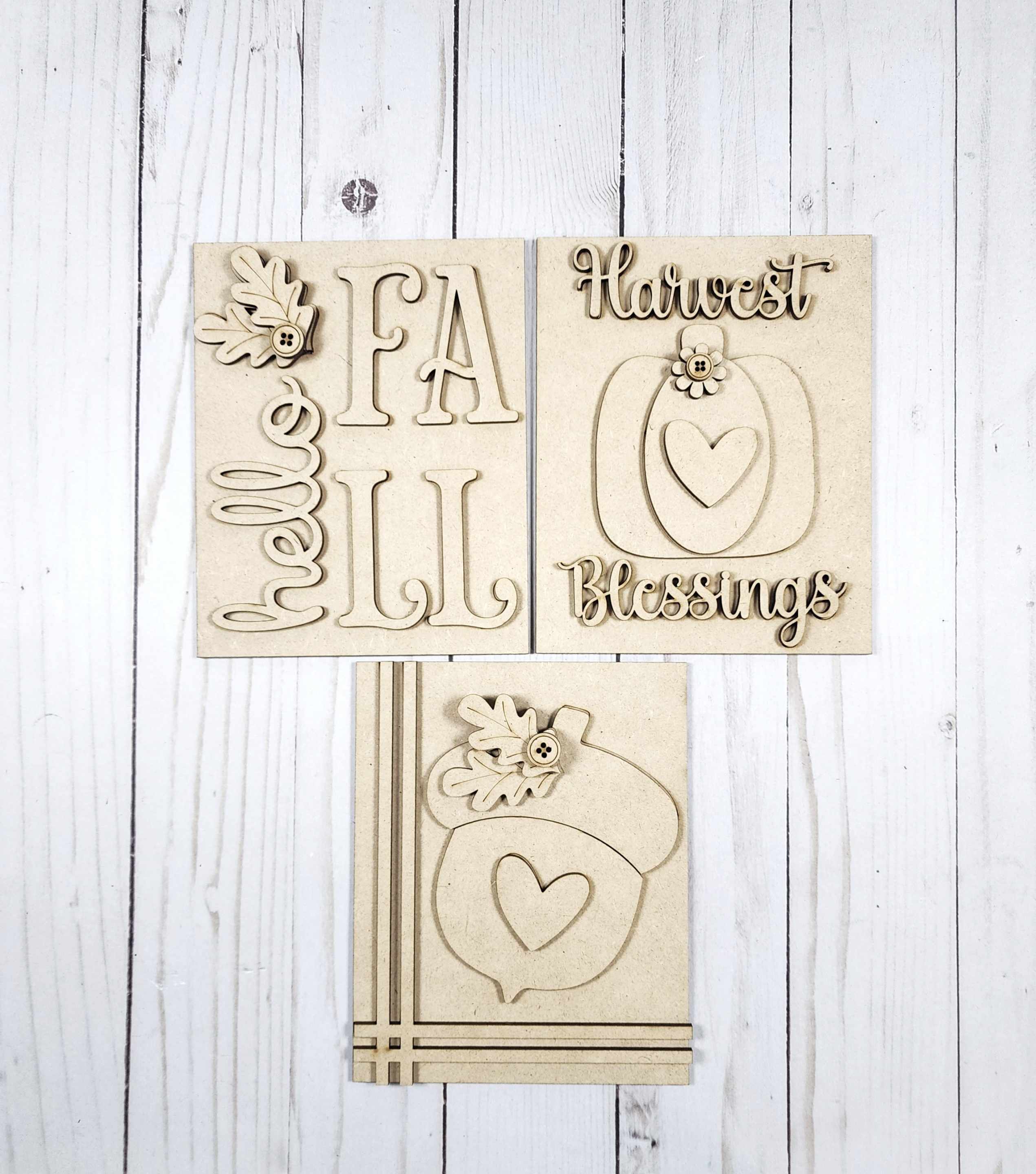 Harvest Blessings 3D Laser Cut Sign Trio