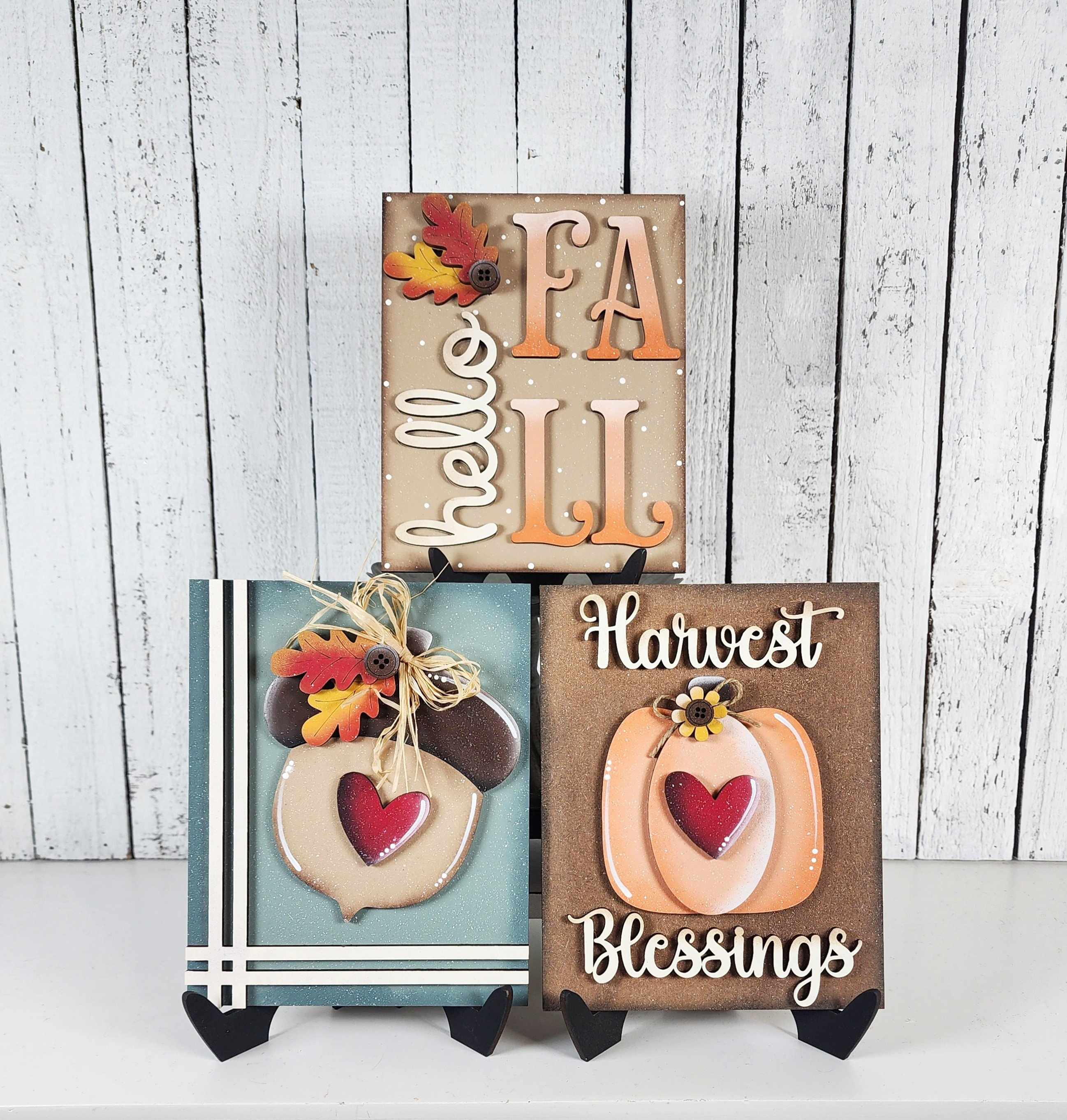 Harvest Blessings 3D Laser Cut Sign Trio