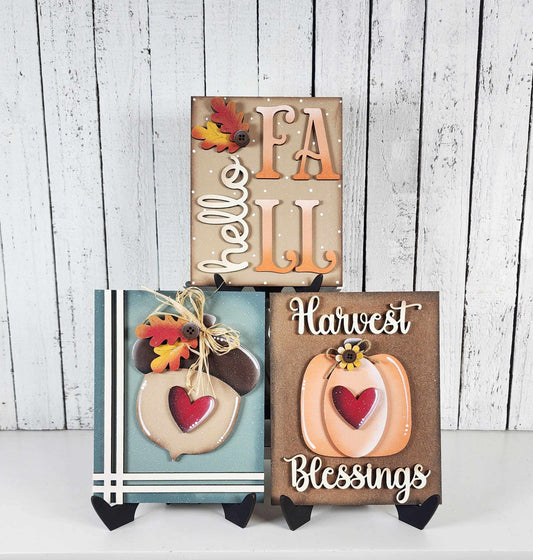 Harvest Blessings 3D Laser Cut Sign Trio