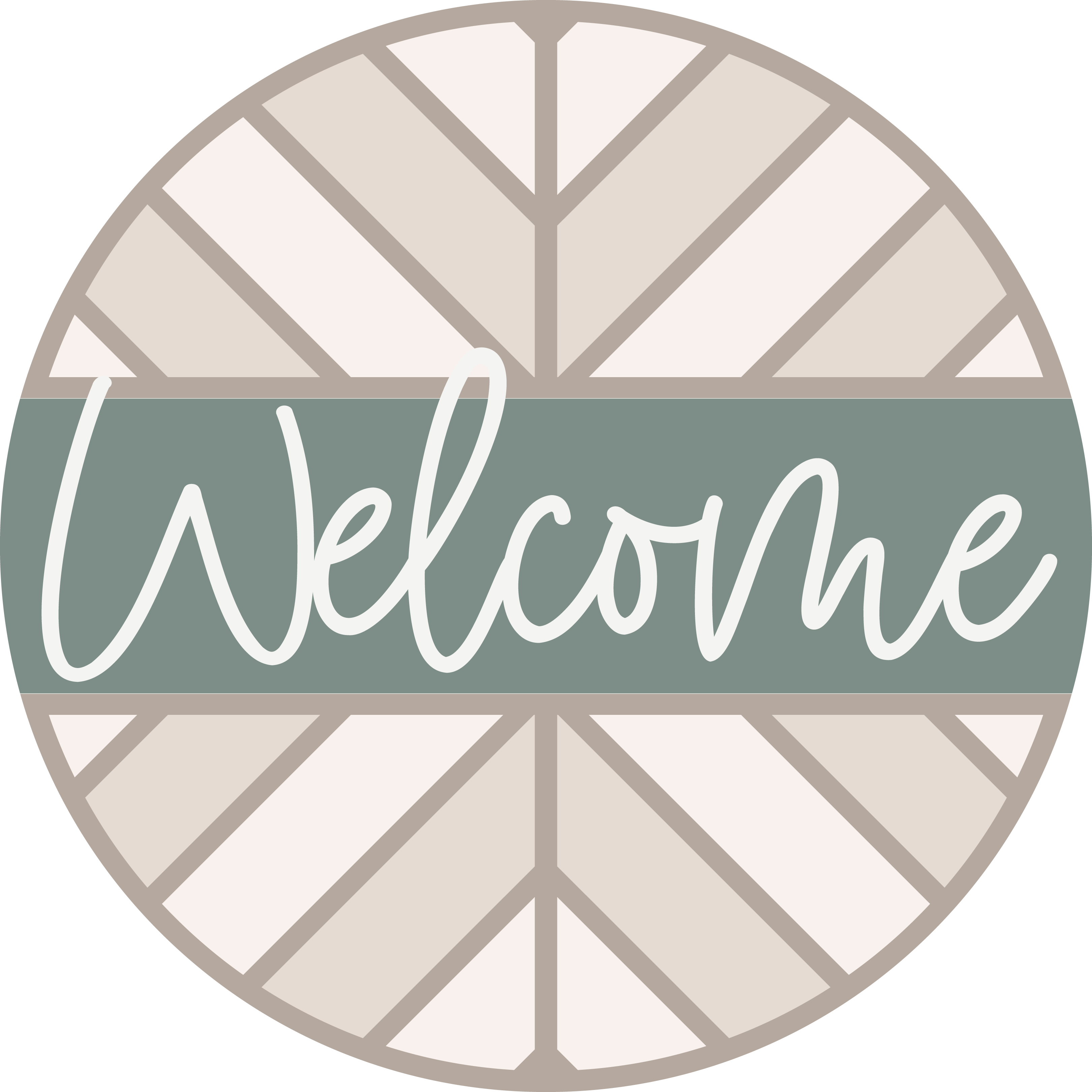 round doorhanger with chevrons and welcome