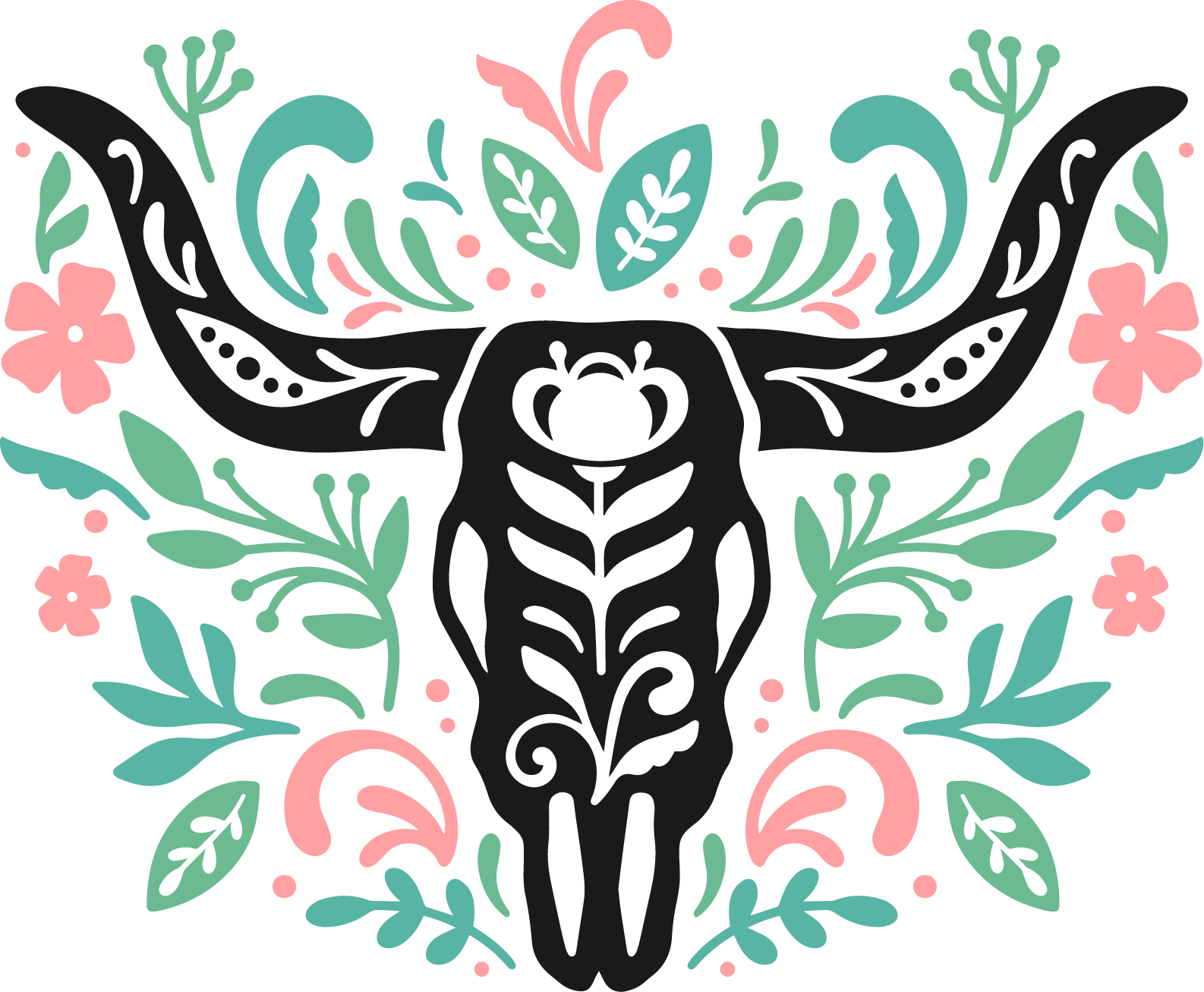 Folk Art Bull Skull 2475