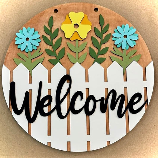 WELCOME FENCE FLOWER 3D DOOR HANGER DESIGN 2473