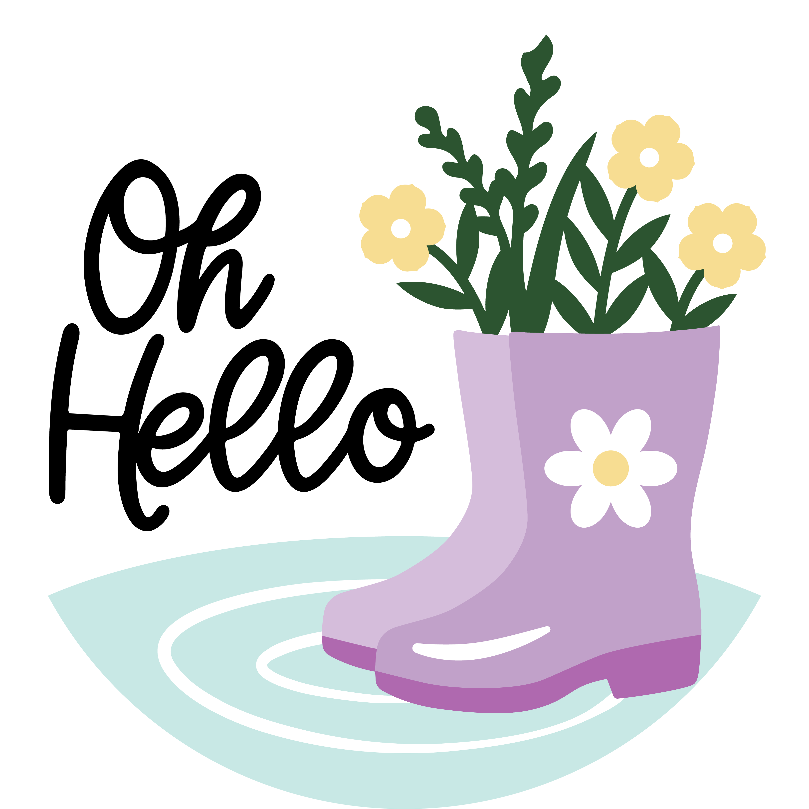 HELLO SPRING RAIN BOOTS 3D DOOR HANGER DESIGN 2472