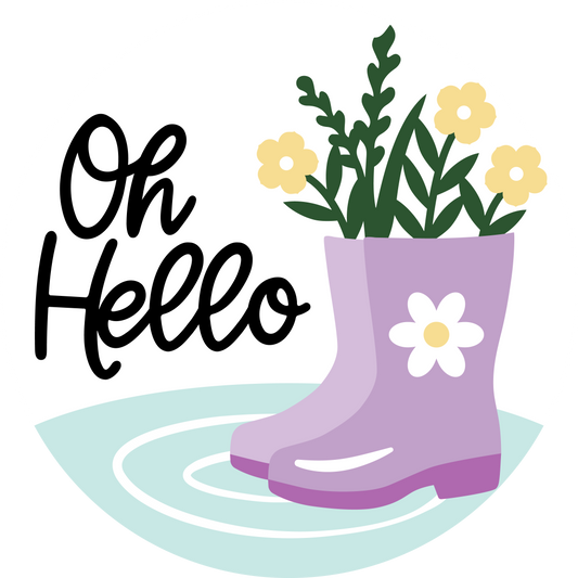 HELLO SPRING RAIN BOOTS 3D DOOR HANGER DESIGN 2472