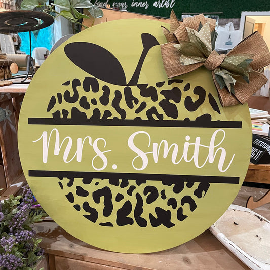 Personalized Teacher Cheetah Door Hanger