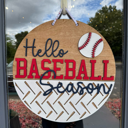 Hello Baseball Season Door Hanger
