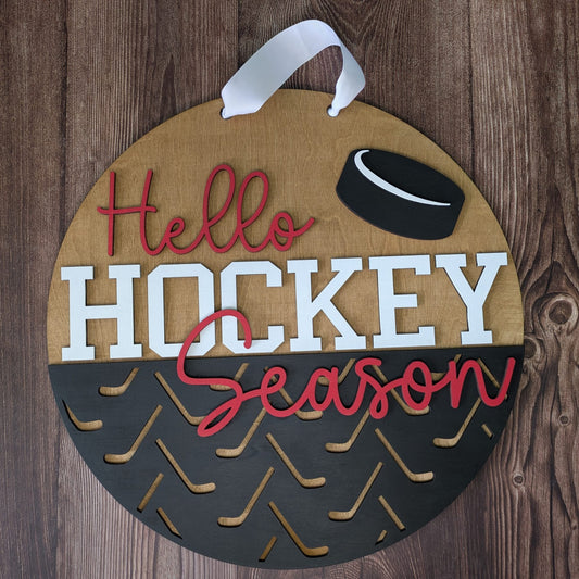 Hello Hockey Season Door Hanger