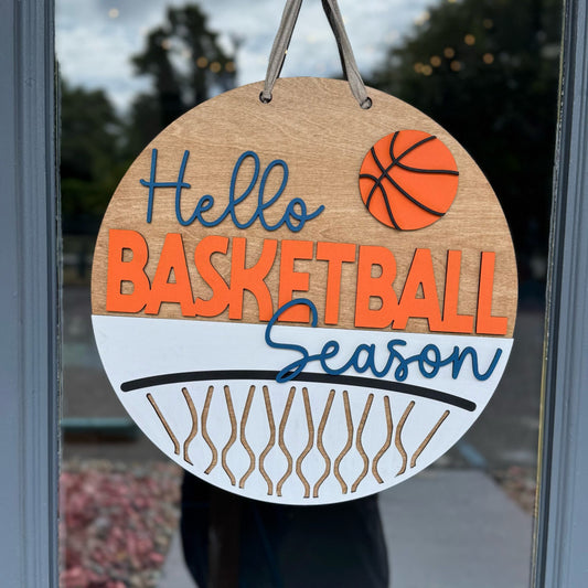Hello Basketball Season Door Hanger