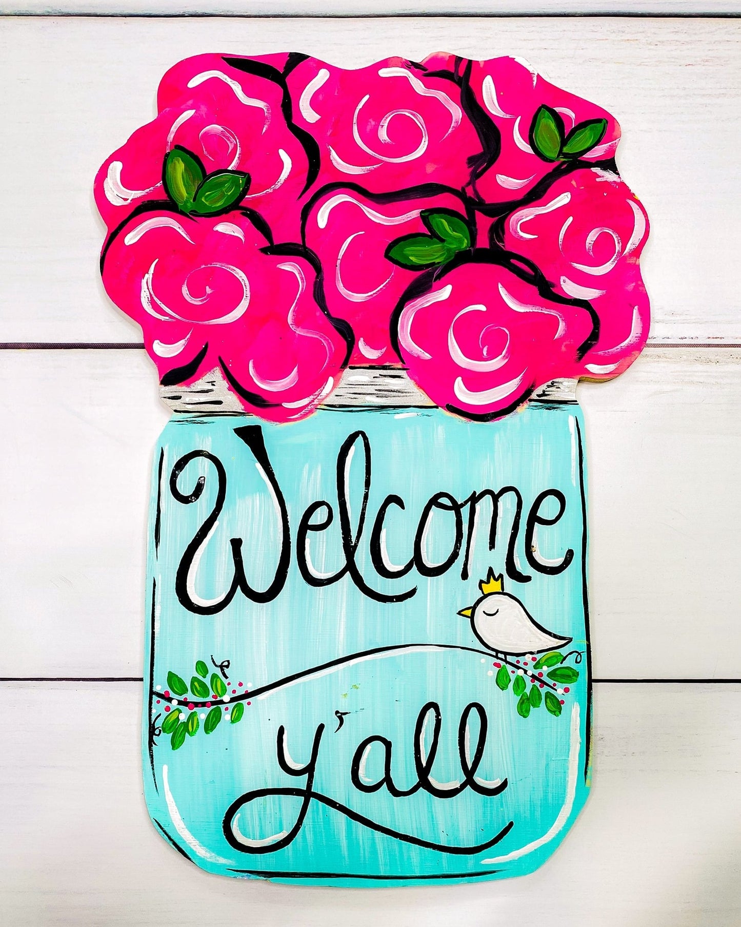 MASON JAR WELCOME YALL DOOR HANGER DESIGN 245