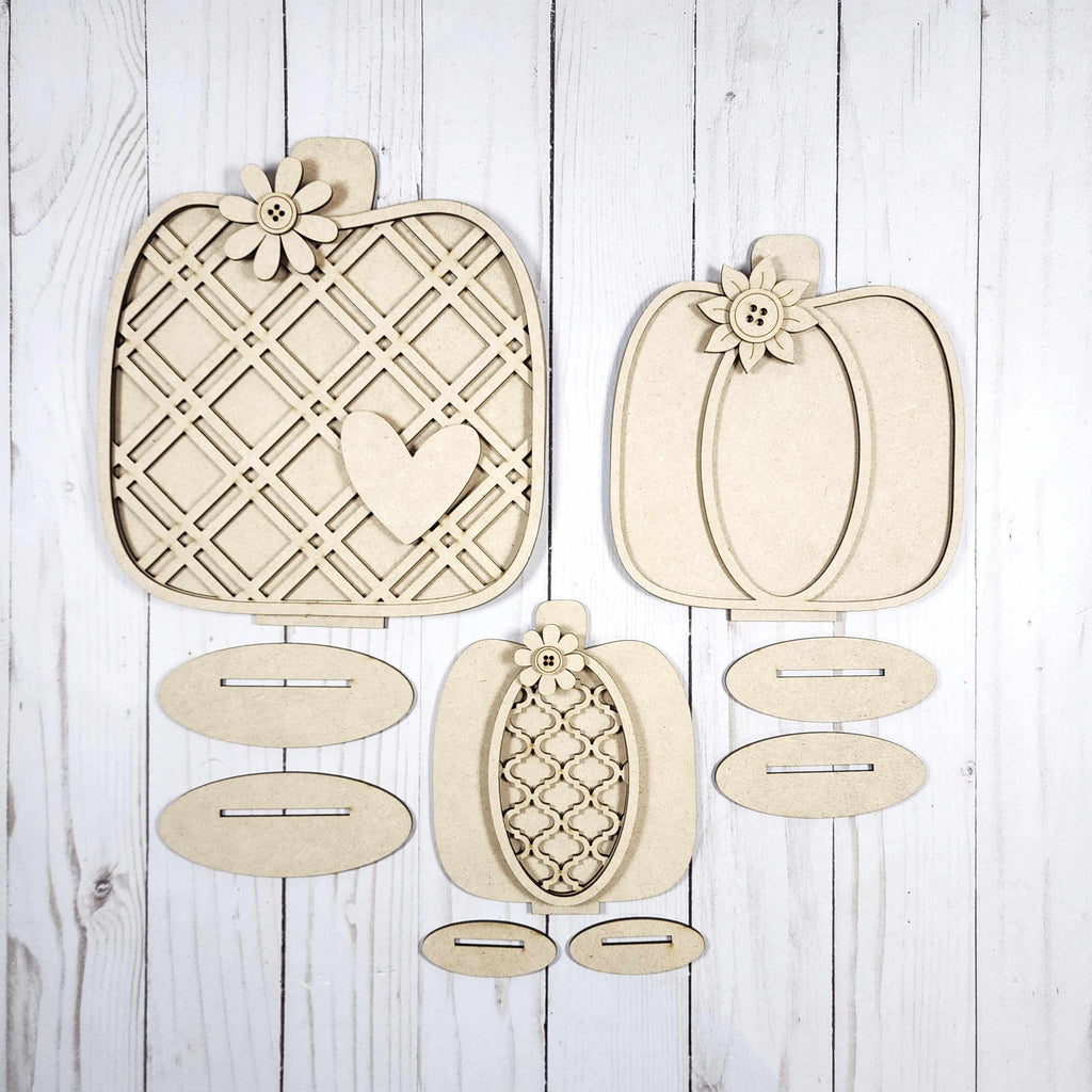 Fall Chunky Pumpkin Shelf Sitters 3D Laser Cut Set
