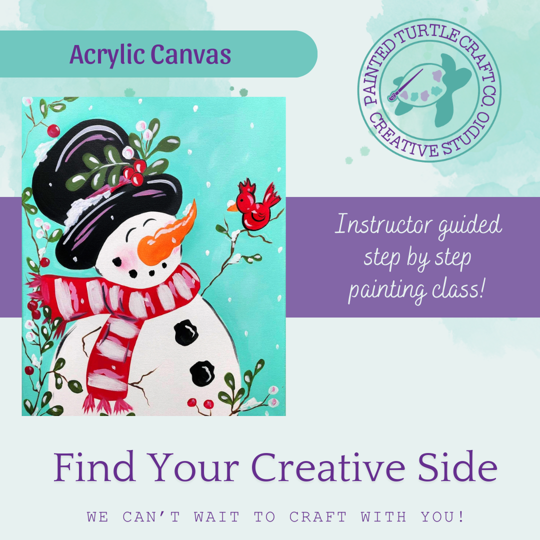 Snowberry Snowman Acrylic Canvas Paint & Sip Saturday January 31st @5pm