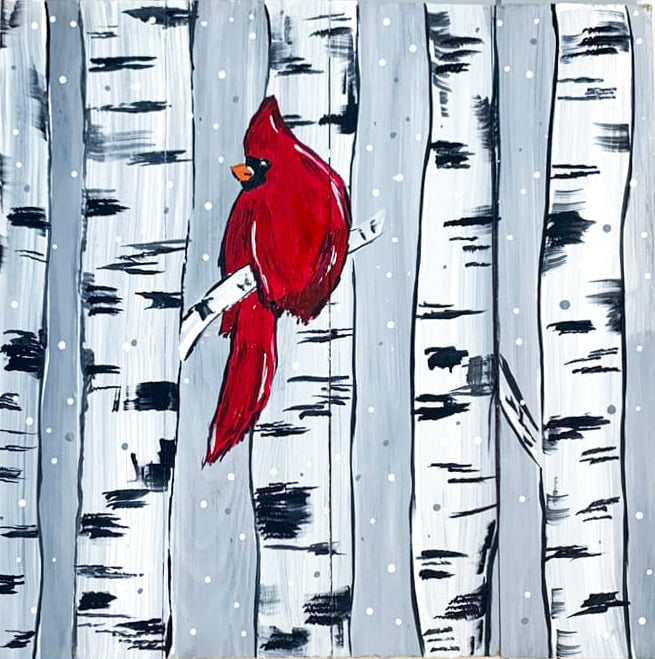 Cardinal on a Birch