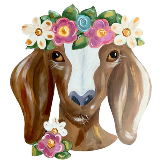Goat with Flowers Door Hanger