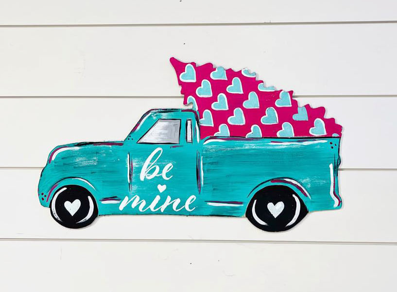 Valentine Truck and Tree Door Hanger